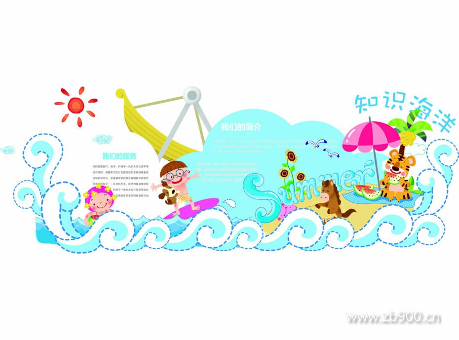 知识海洋矢量幼儿园文化墙设计 知识海洋矢量幼儿园文化墙设计